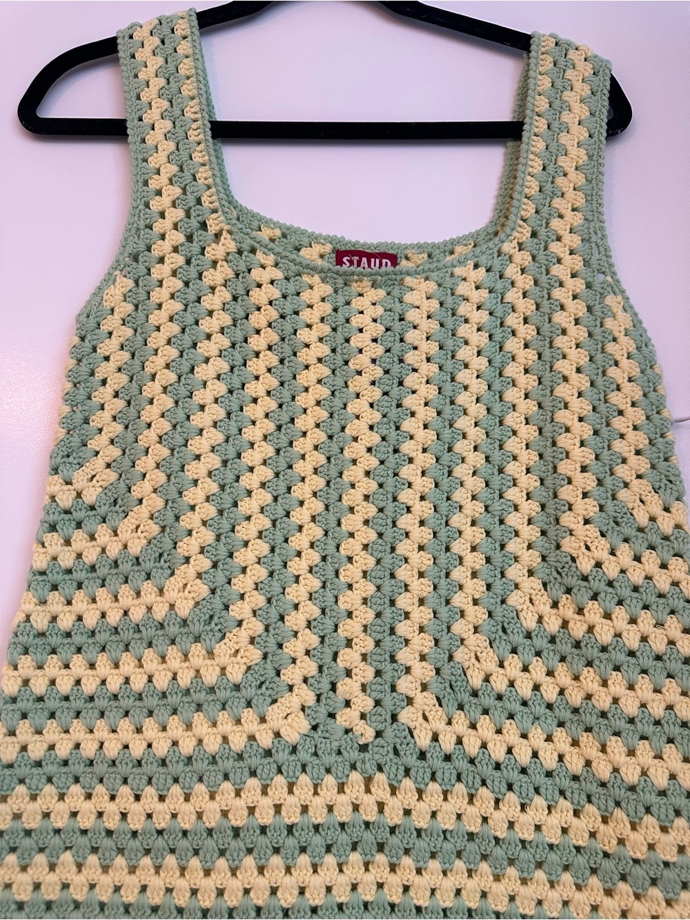 STAUD Mint Green and Pale Yellow Crochet Tank - Picture 3 of 3